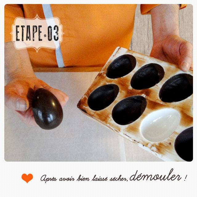 Etape 3 : démouler les moitiés d’œufs tout chocolat